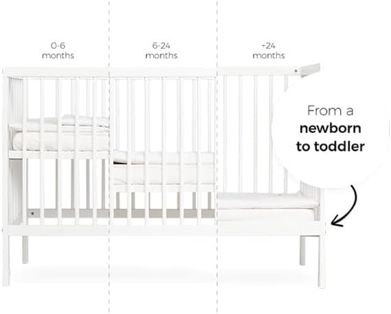 Space Saving Baby Wooden Cot Bed Adjustable Height Toddler Bed Beech
