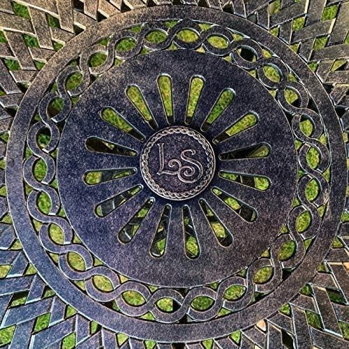 Round Cast Aluminium Garden Table Set 4 Chairs Weatherproof Metal
