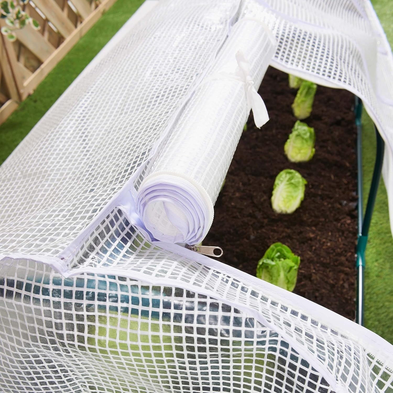Polytunnel Greenhouse 4 Section with Reinforced PE Mesh Cover & Steel Frame