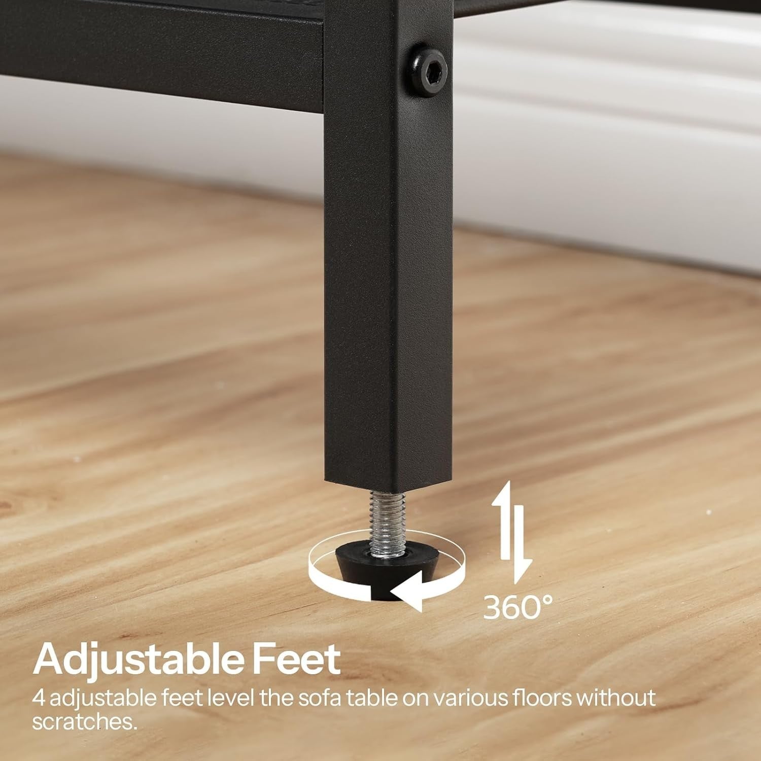 Slim Console Table with 2 Drawers, Storage Shelves, Adjustable Feet, Industrial