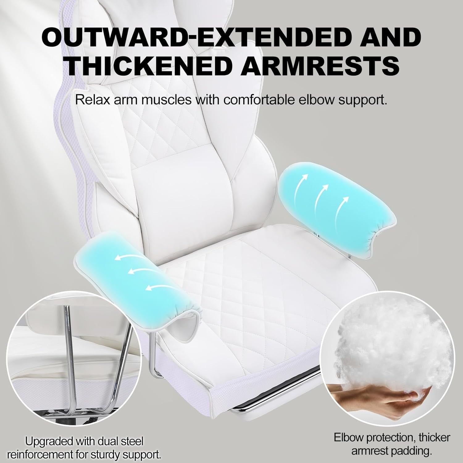 Ergonomic White Gaming Chair Executive Office Desk Seat Recliner Footrest