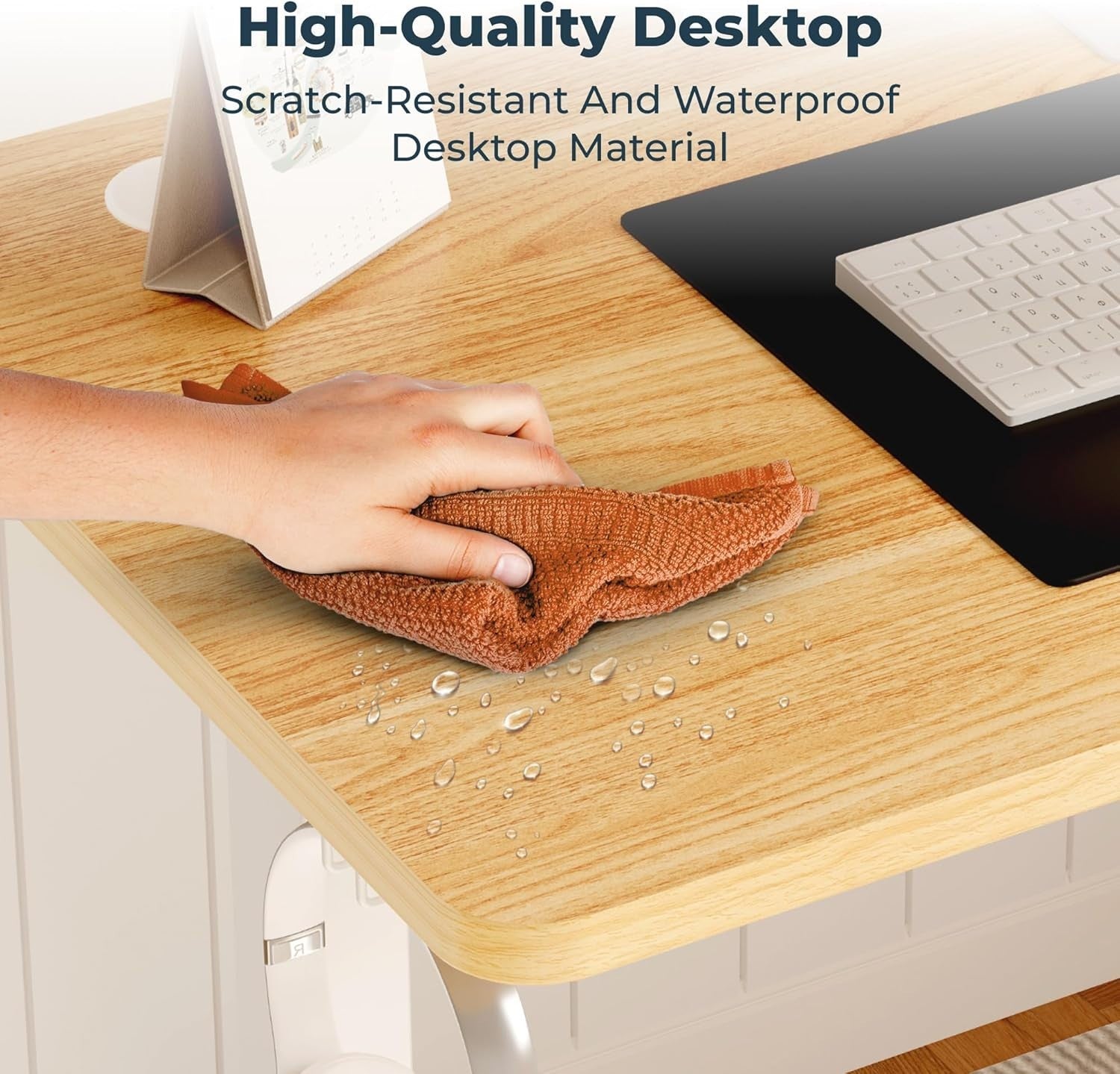 White Electric Standing Desk 140x60cm with Hooks, Tray & Memory Control