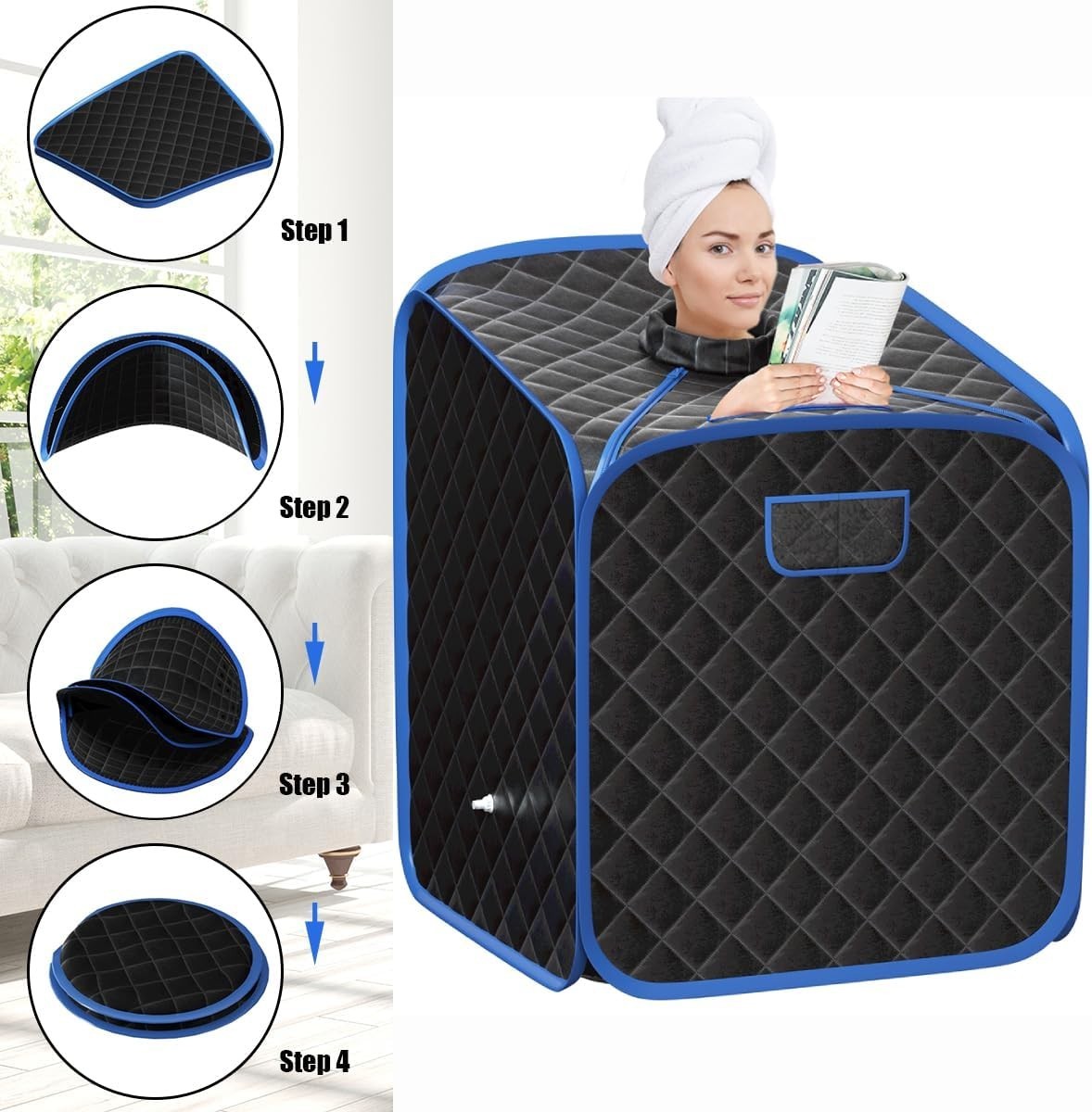 Portable Steam Sauna Tent Home Spa 1000W Fast Heat Remote Chair Foot Roller