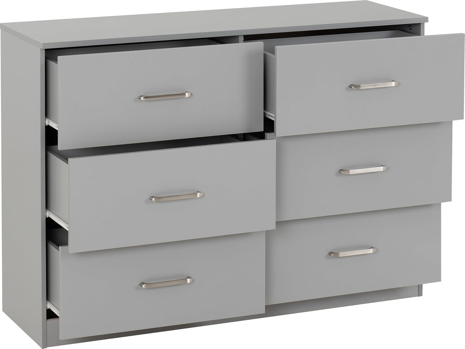 6 Drawer Chest Light Grey Bedroom Storage Unit Modern Clothes Organiser