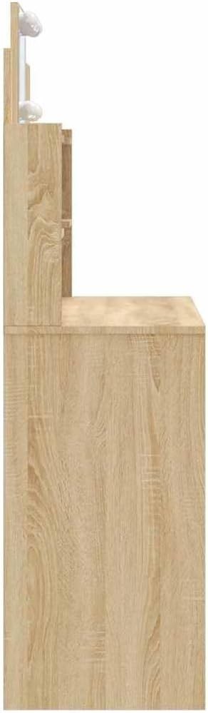 Vanity Dressing Table Desk Mirror LED Lights Sonoma Oak 2 Drawers Storage Makeup