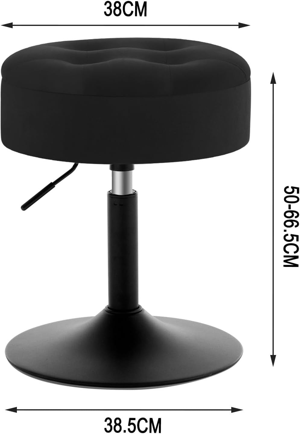 Set of 2 Black Velvet Swivel Vanity Stools with Storage Round Adjustable