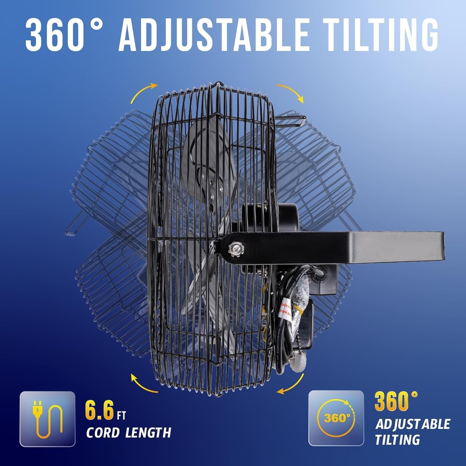 12" Outdoor Wall Mounted Fan – Water Resistant 3-Speed Metal Cooling for Patio