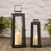 2 Pack Black Metal LED Candle Lanterns with Timer Indoor Outdoor
