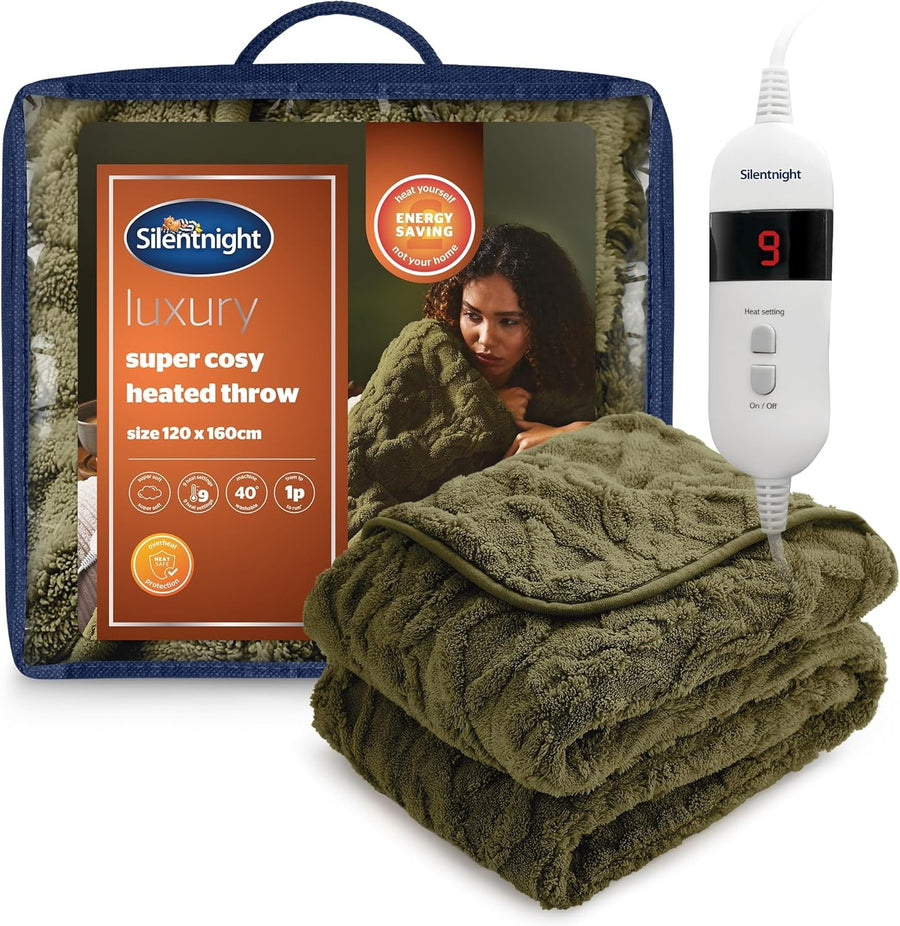 Electric Heated Throw Blanket 120x160cm Super Cosy Fleece 9 Heat Settings
