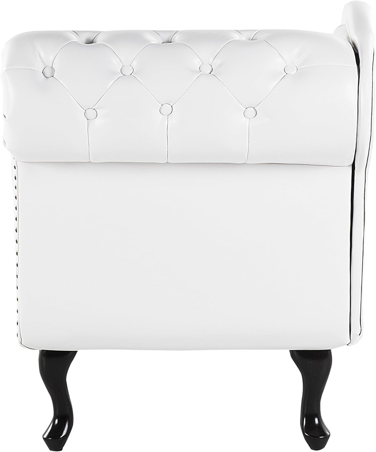 Right Hand Faux Leather Chaise Lounge White Chesterfield Sofa Seat Padded