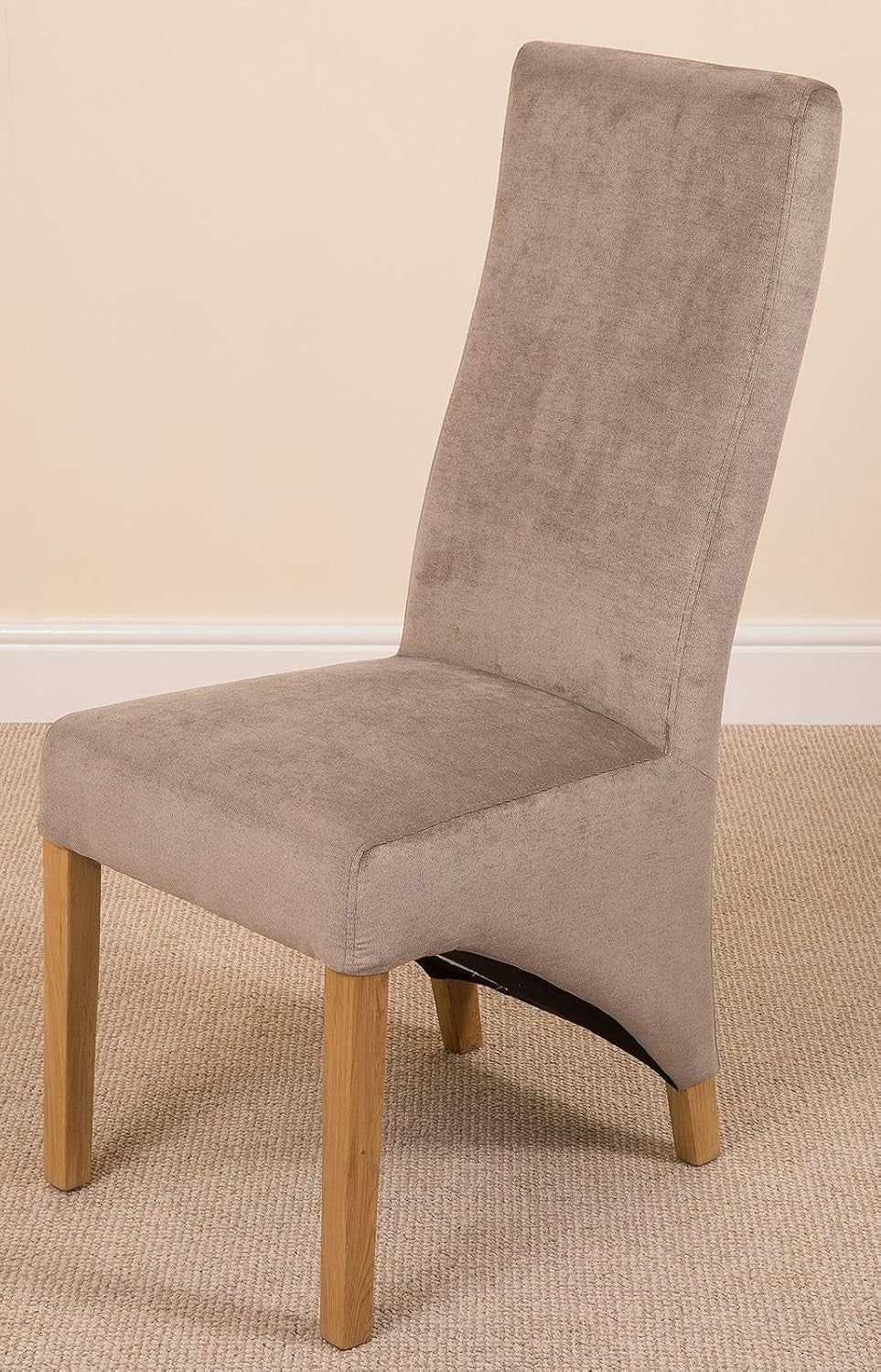 6 Seater Oak Dining Table Set Grey Fabric Chairs 125x80cm Modern Look