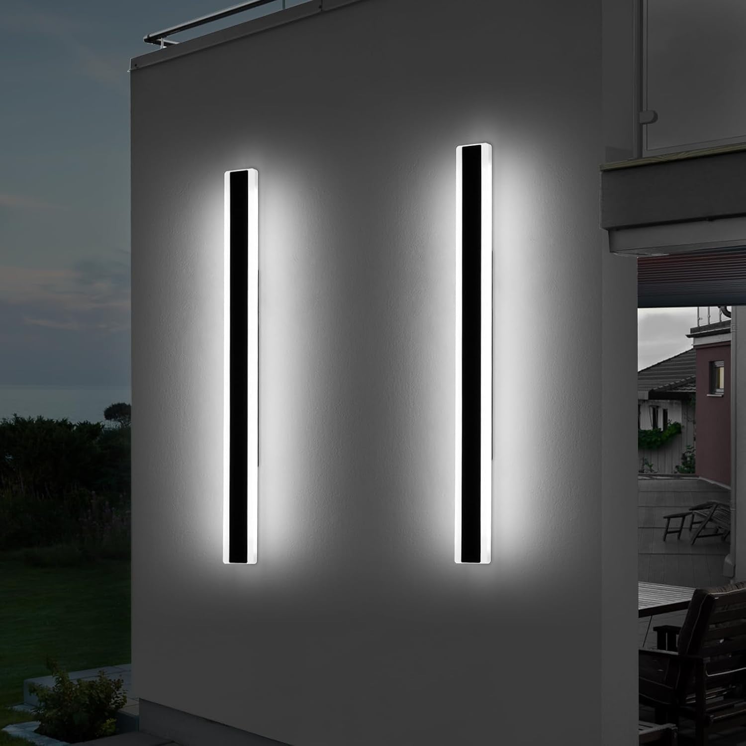 Outdoor 120cm LED Wall Light, Waterproof Cool White, Modern Garden Sconce