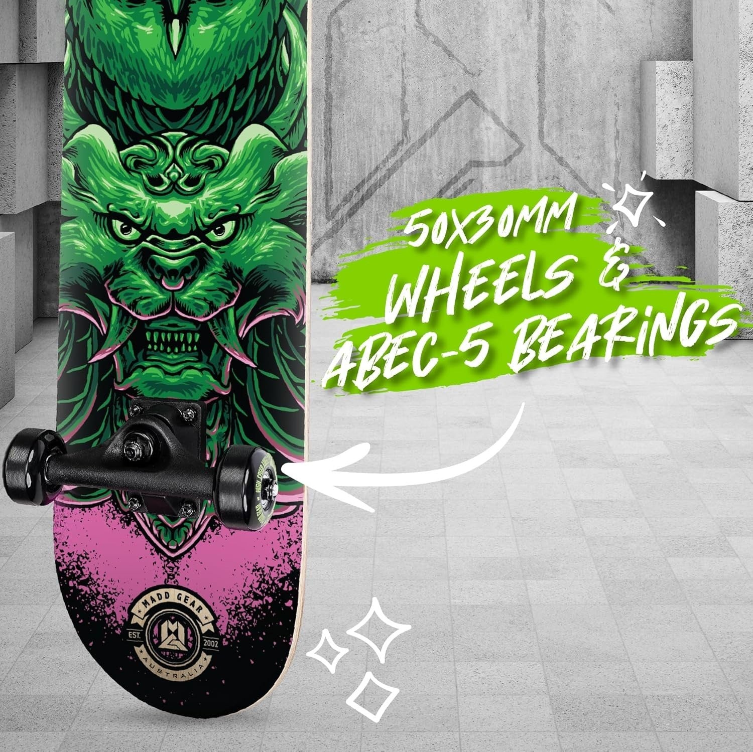 31" Adult Beginner Maple Skateboard with 50mm PU Wheels & Bubo Design