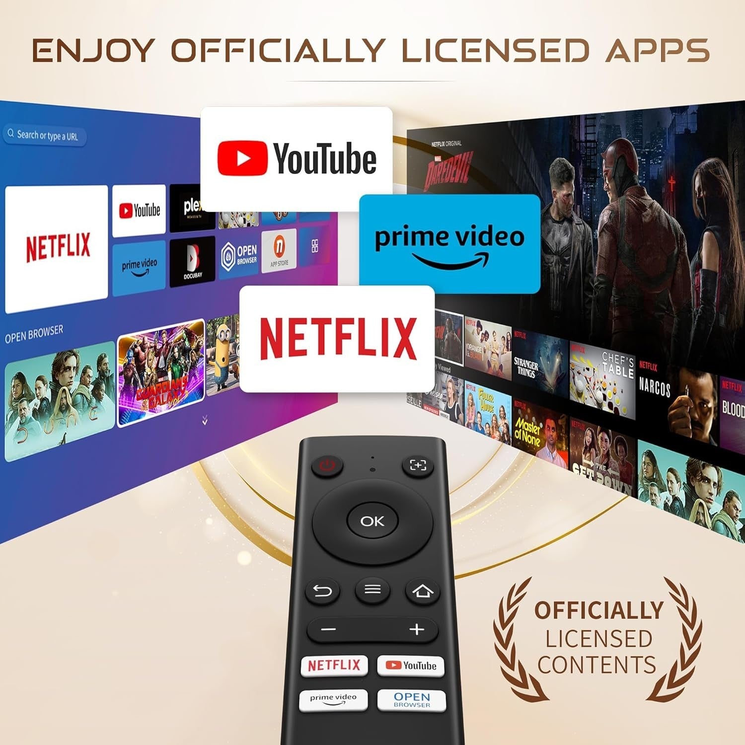 1080P Smart Projector 4K Netflix Dolby WiFi Bluetooth Auto Focus
