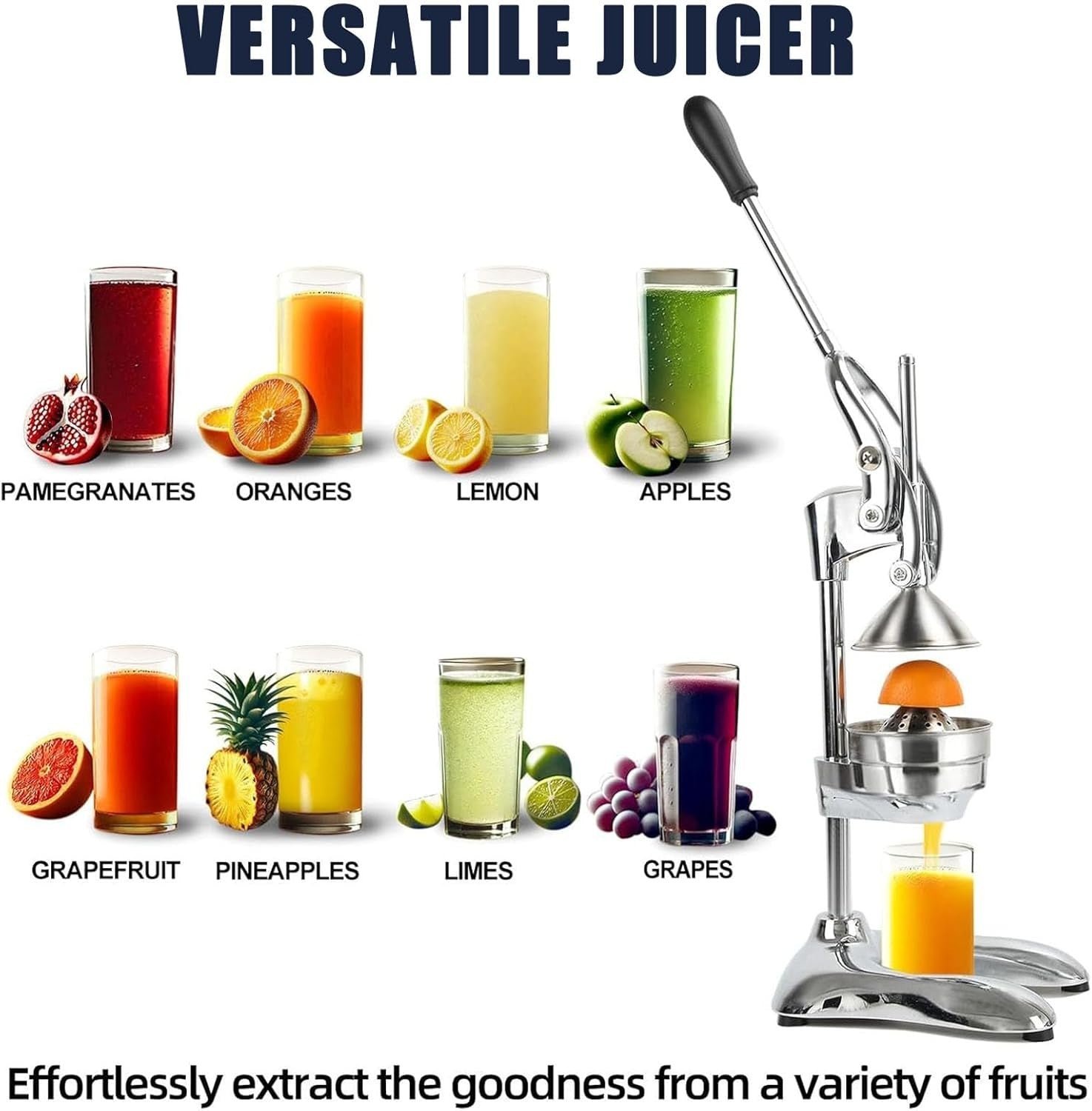 Manual Citrus Juicer Hand Press Stainless Steel Orange Lemon Pomegranate