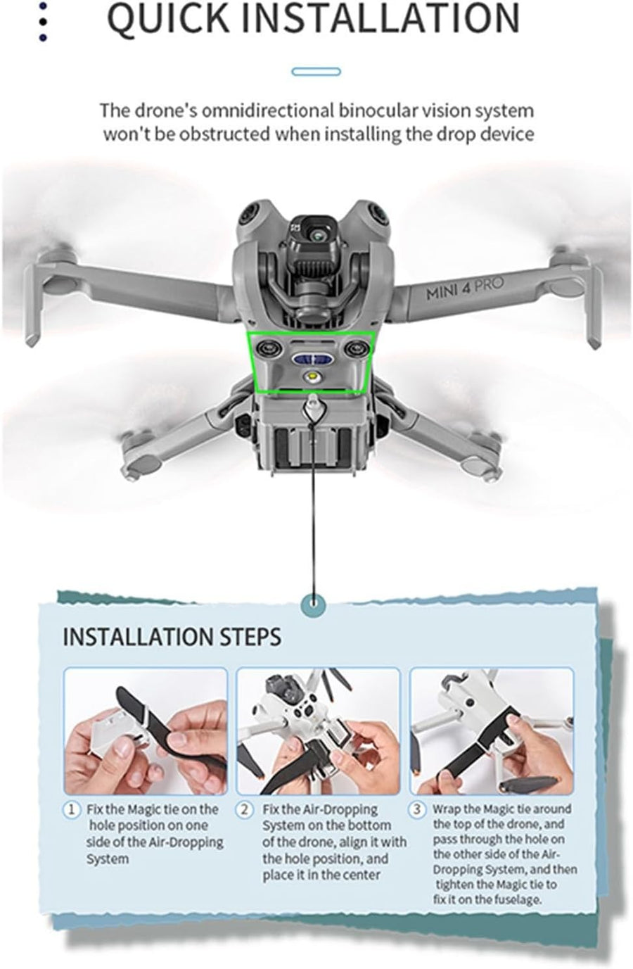 Drone Airdrop System for Mini 4 Pro Payload Release Geomagnetic Thrower 100g Loa