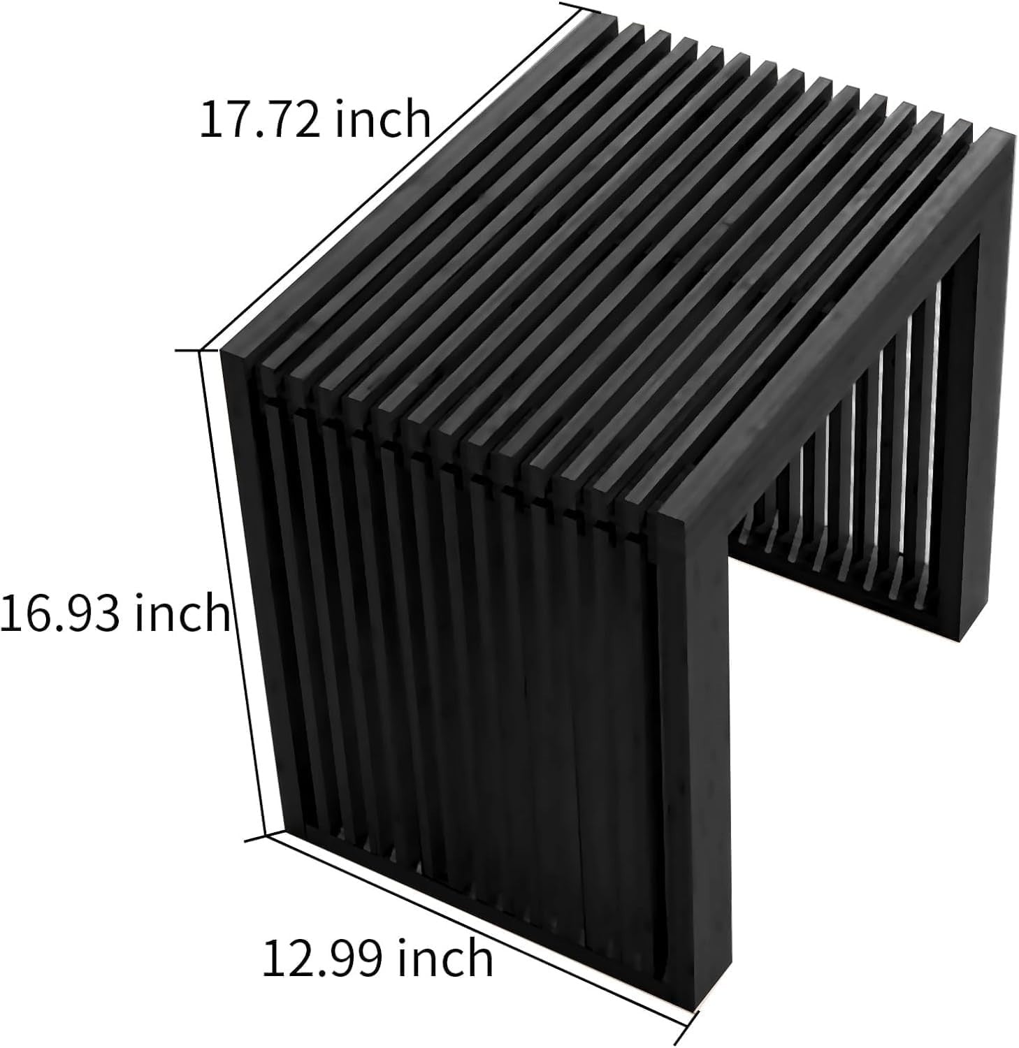 Black Bamboo Bench Modern Indoor Storage Seat for Entryway Bedroom Kitchen