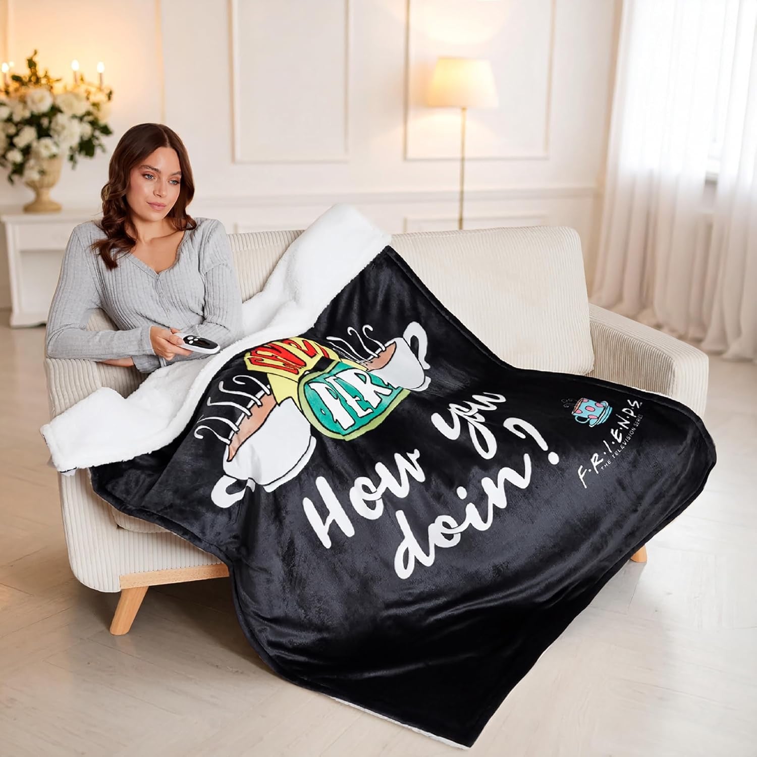 Single Electric Heated Throw Blanket 130x160cm Sherpa Fleece 9 Heat Timer