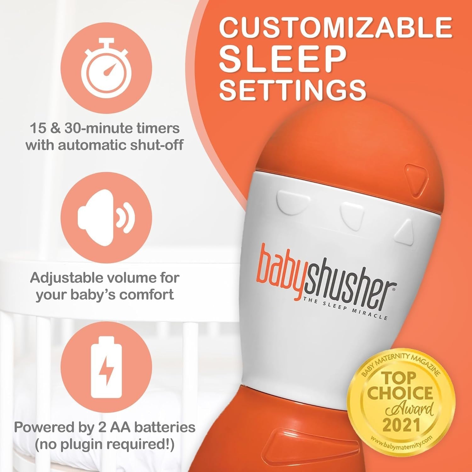 Baby Shushing Sound Machine Portable Newborn Sleep Soother Timer