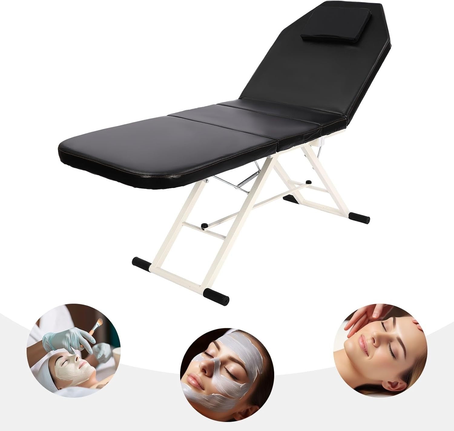 Portable 3-Section Massage Table Adjustable Therapy Bed With Face Cradle