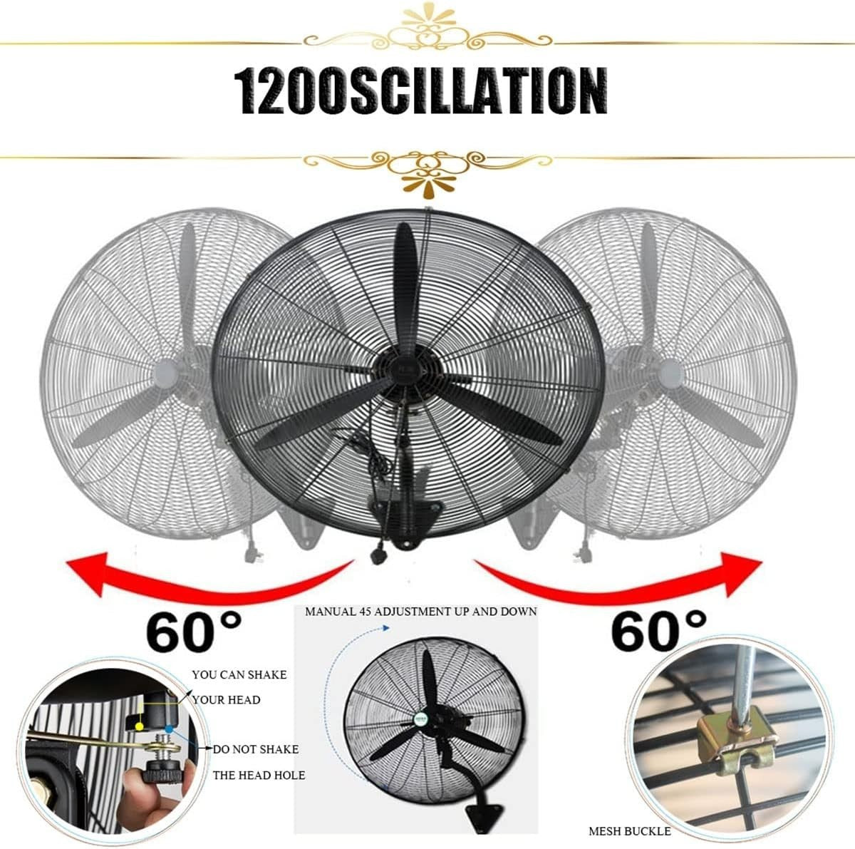 19.7" Industrial Wall Mounted Fan – 3-Speed Metal Blades Heavy Duty Cooling