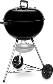 57cm Charcoal BBQ Grill with Lid Thermometer, Wheels & One-Touch Cleaning