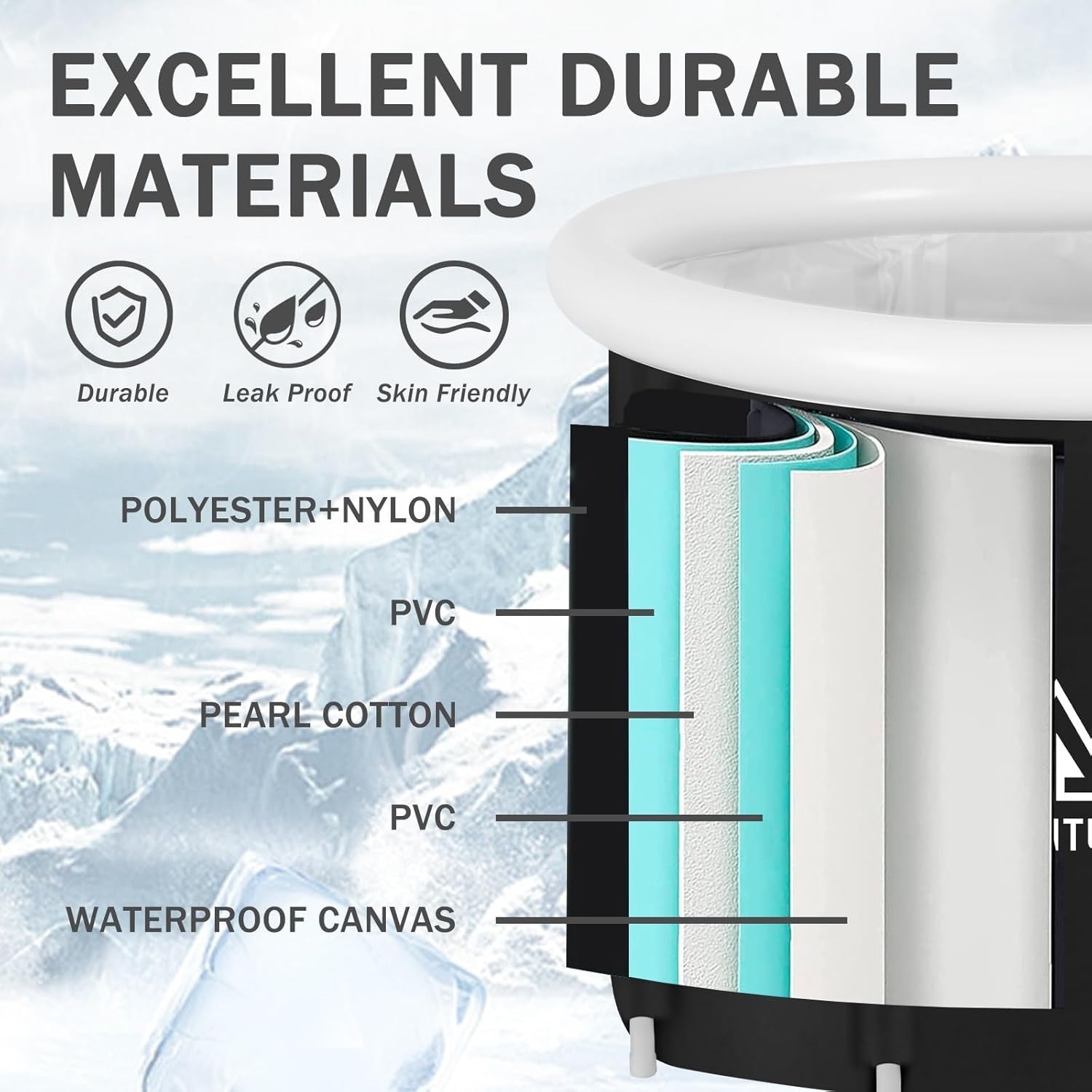 Portable 350L Ice Bath Recovery Tub Cold Plunge Spa for Athletes Muscle Therapy