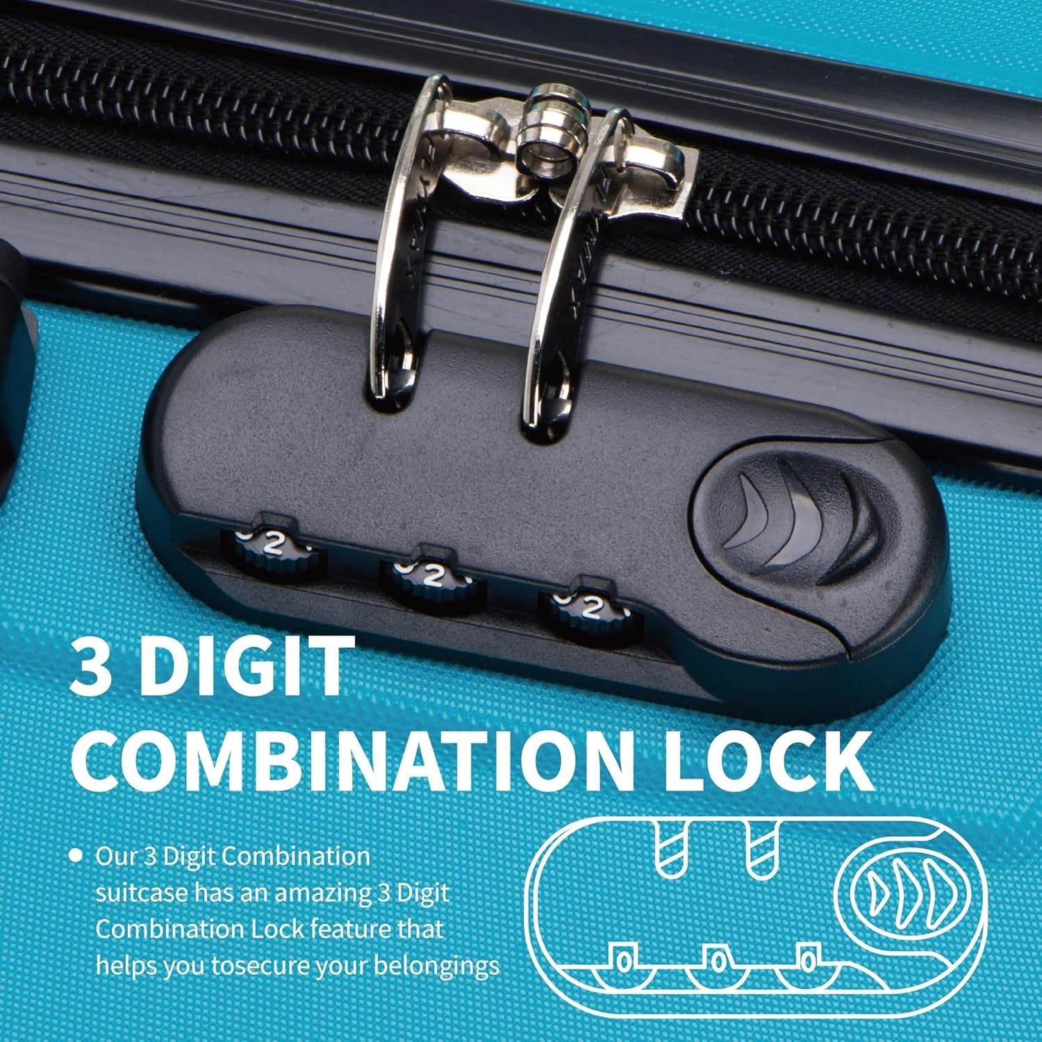 24'' Medium ABS Check In Suitcase Lightweight 4 Spinner Wheels 68L Lock