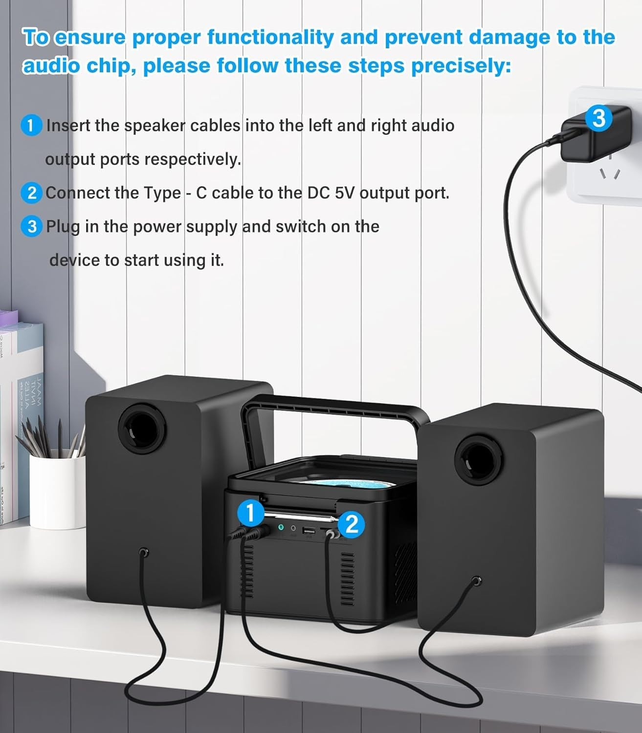 40W CD Cassette Player Hi-Fi System | Bluetooth, FM, USB, AUX, Remote Control