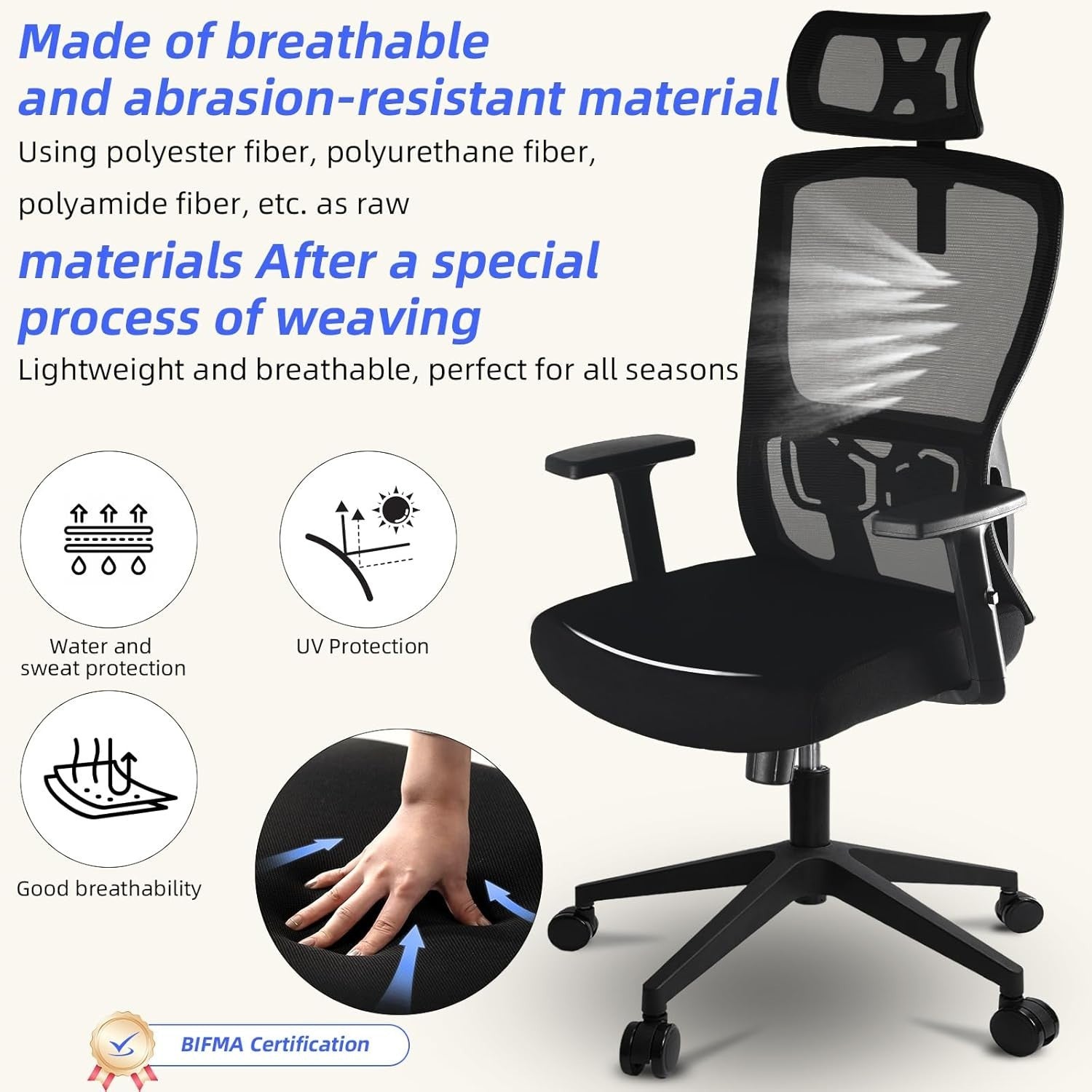 Ergonomic Mesh Office Chair Adjustable Lumbar Back Tilt Swivel Computer Desk Sea