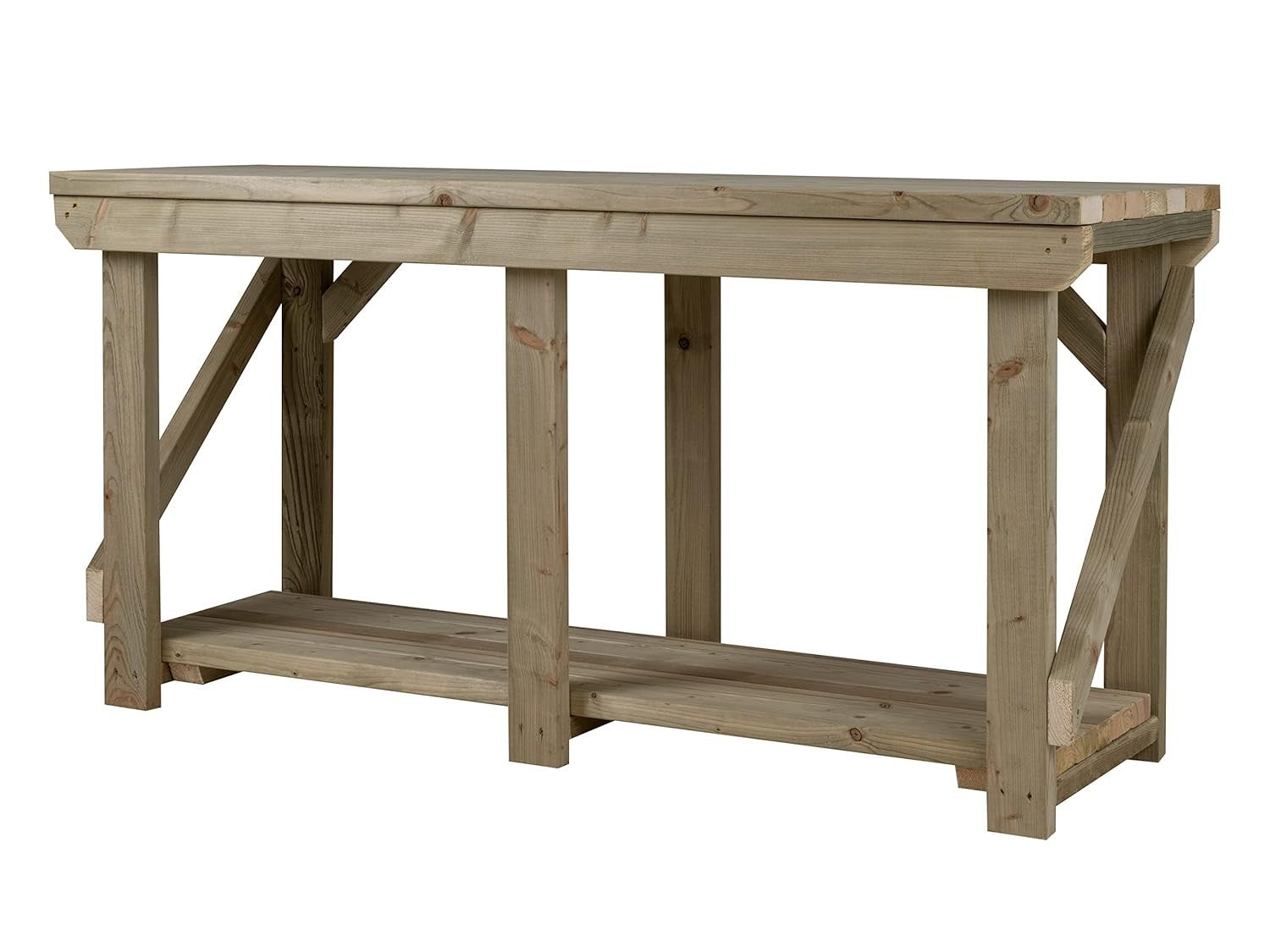 Pressure Treated Wood Workbench 9ft Heavy Duty 270x64x90cm Garage Table