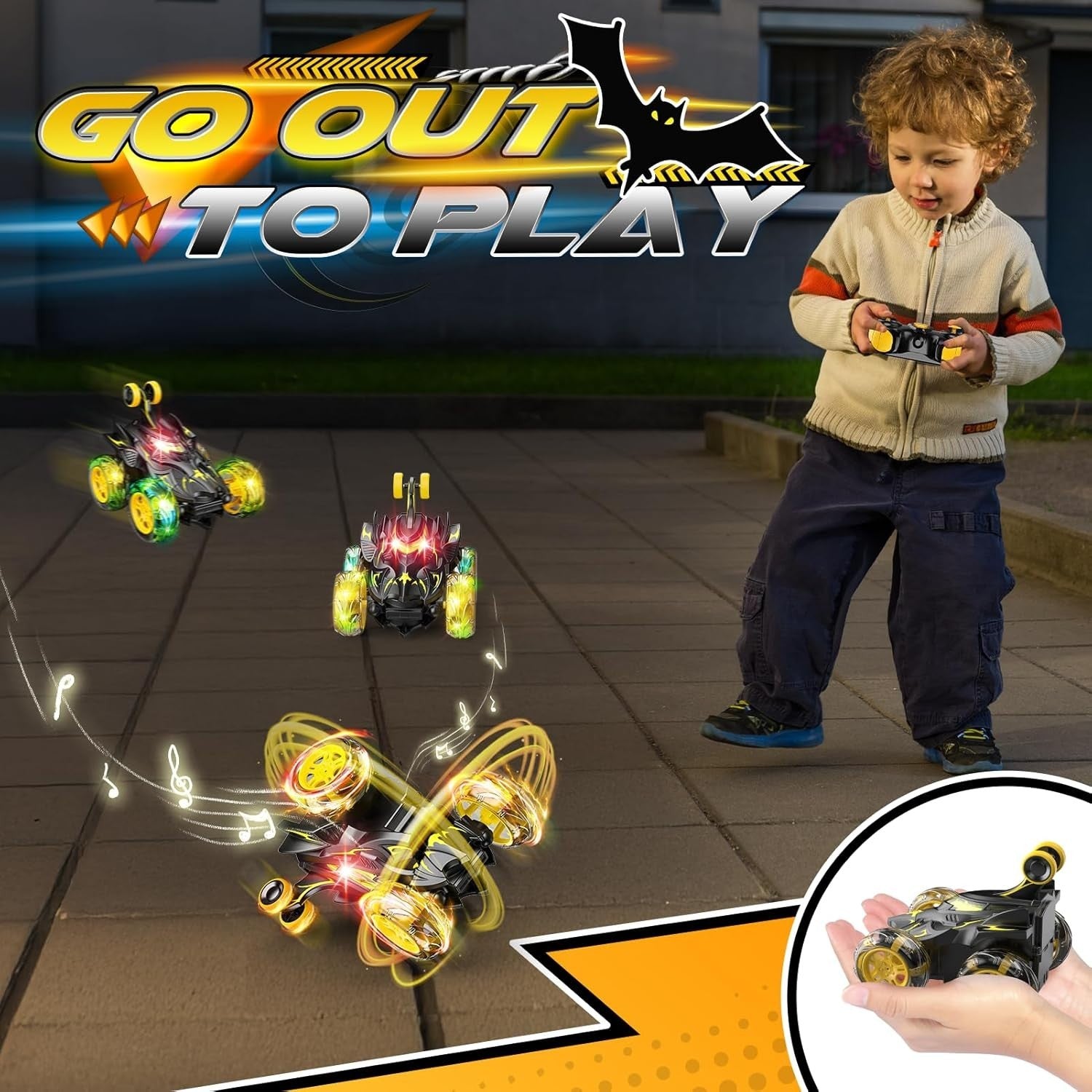 360° Flip Bat RC Car Toy 2.4GHz LED Stunt Car Gift for Boys Girls Age 3-9