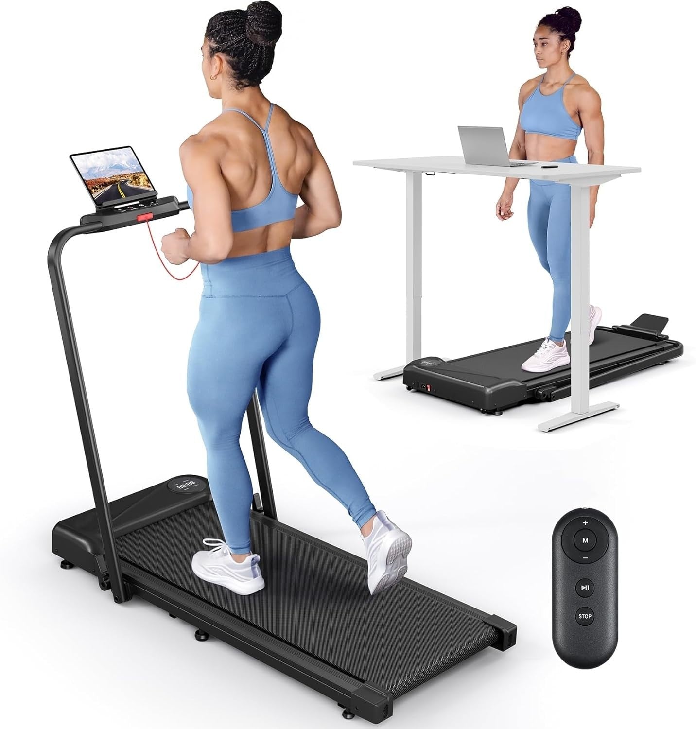 2-in-1 Folding Treadmill & Walking Pad 10KM/H Home Office Compact