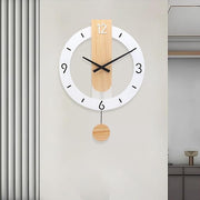 Modern Silent Wooden Wall Clock 40×40cm Acrylic Quartz Pendulum Decor