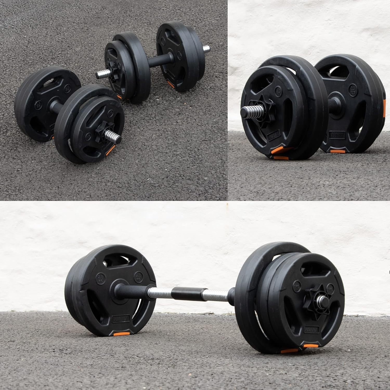 2-in-1 Adjustable Dumbbell Barbell Set Up to 15kg Home Gym Strength Weights