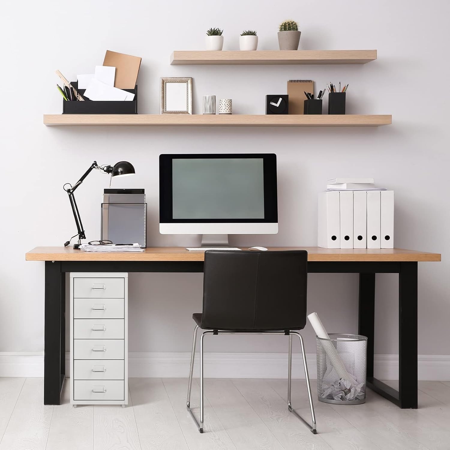 White Metal Rolling Drawer Cabinet 6 Tier Mobile Storage Organizer