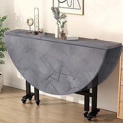 Round Drop Leaf Kitchen Table with 6 Wheels – Space Saving Folding Table