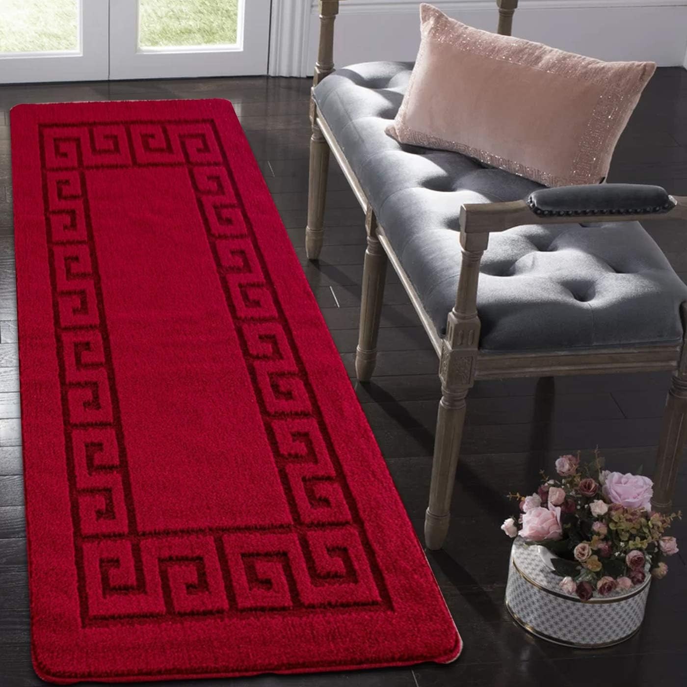 Extra Long Hallway Runner Rug 80x300cm Non Slip Waterproof Red Floor Mat