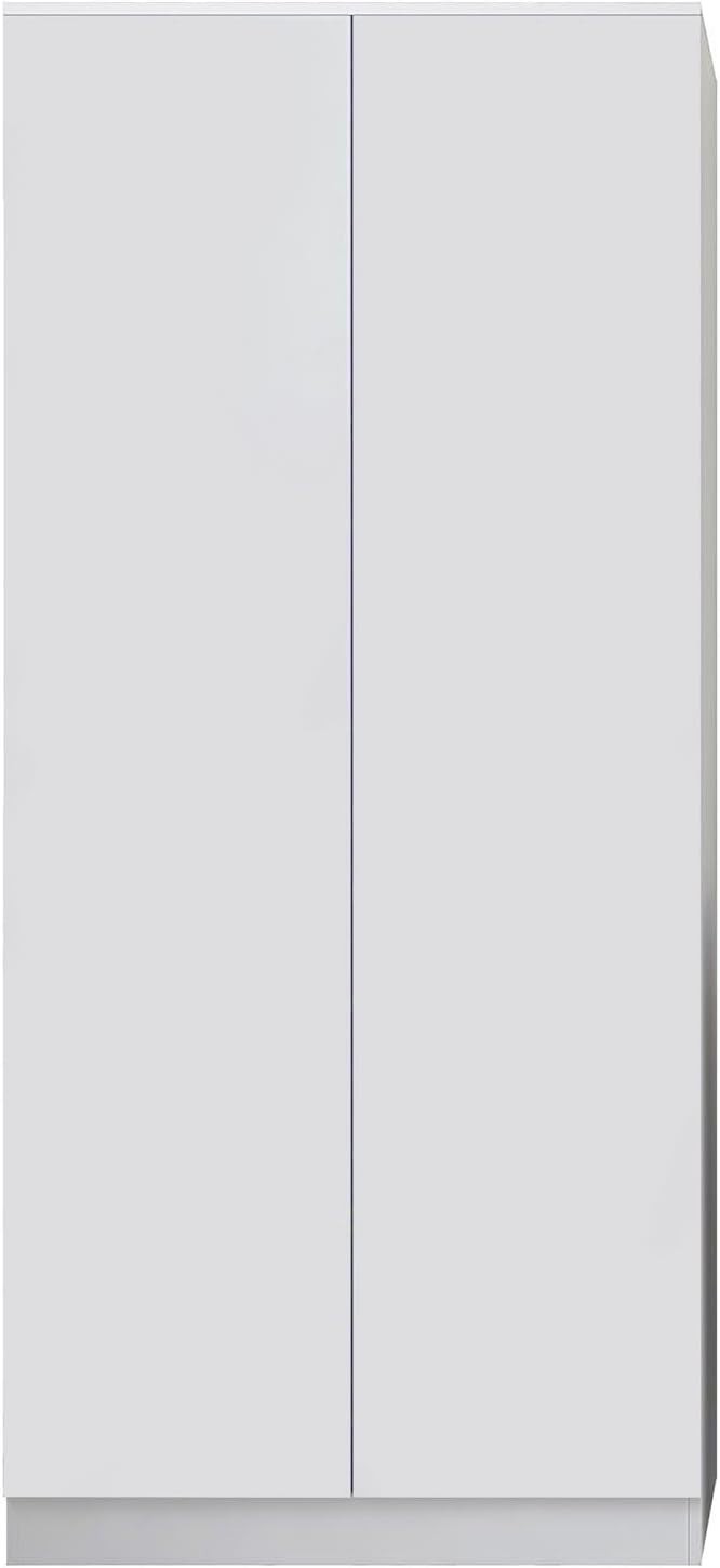 Modern 2 Door White Wardrobe with Soft-Close Hinges & Full Hanging Rail