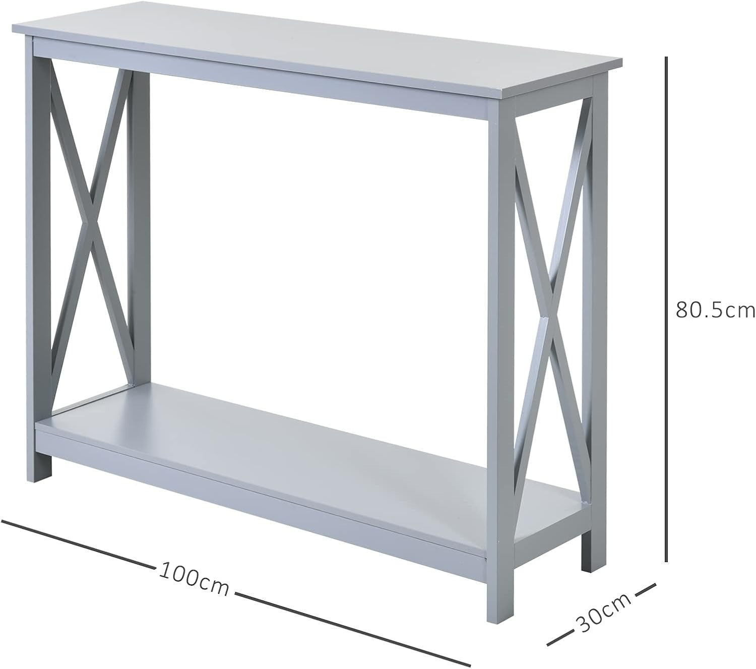 Grey Engineered Wood Console Table with Open Shelf – Slim Entryway Stand