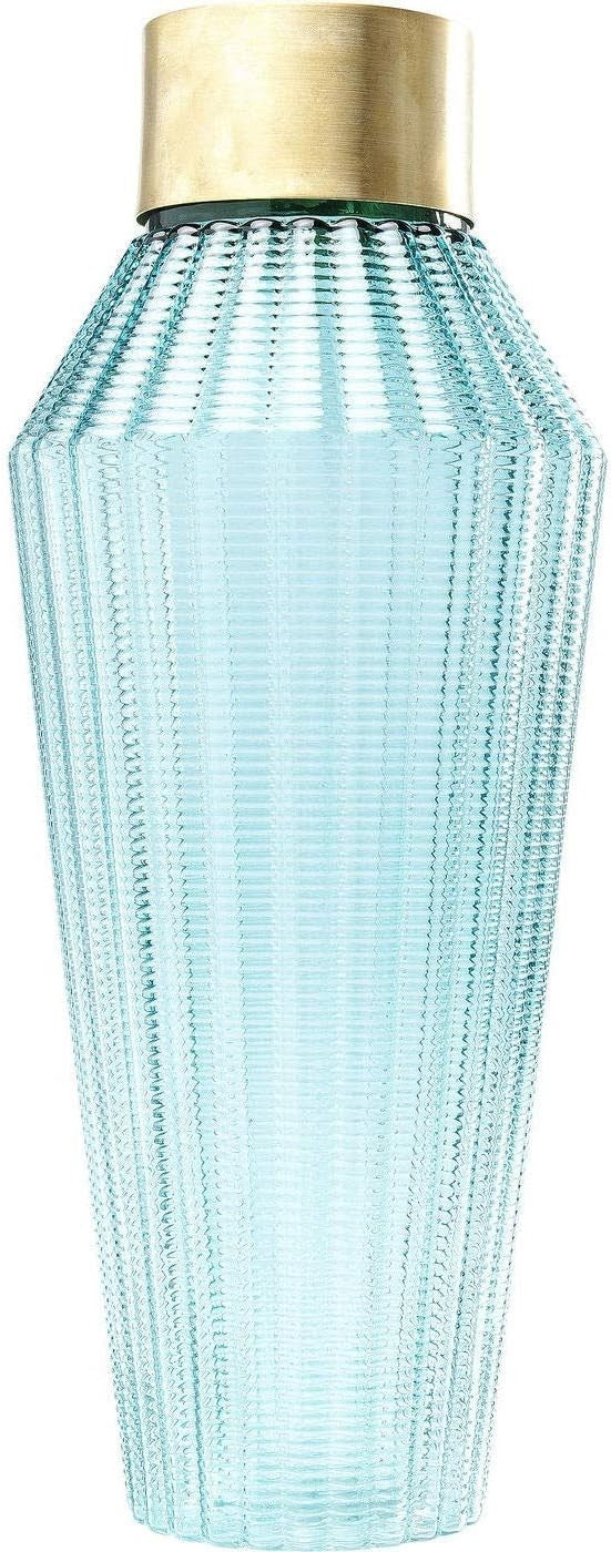 Tall Glass Floor Vase Light Blue Gold Accent Modern Luxury Home Decor 43cm