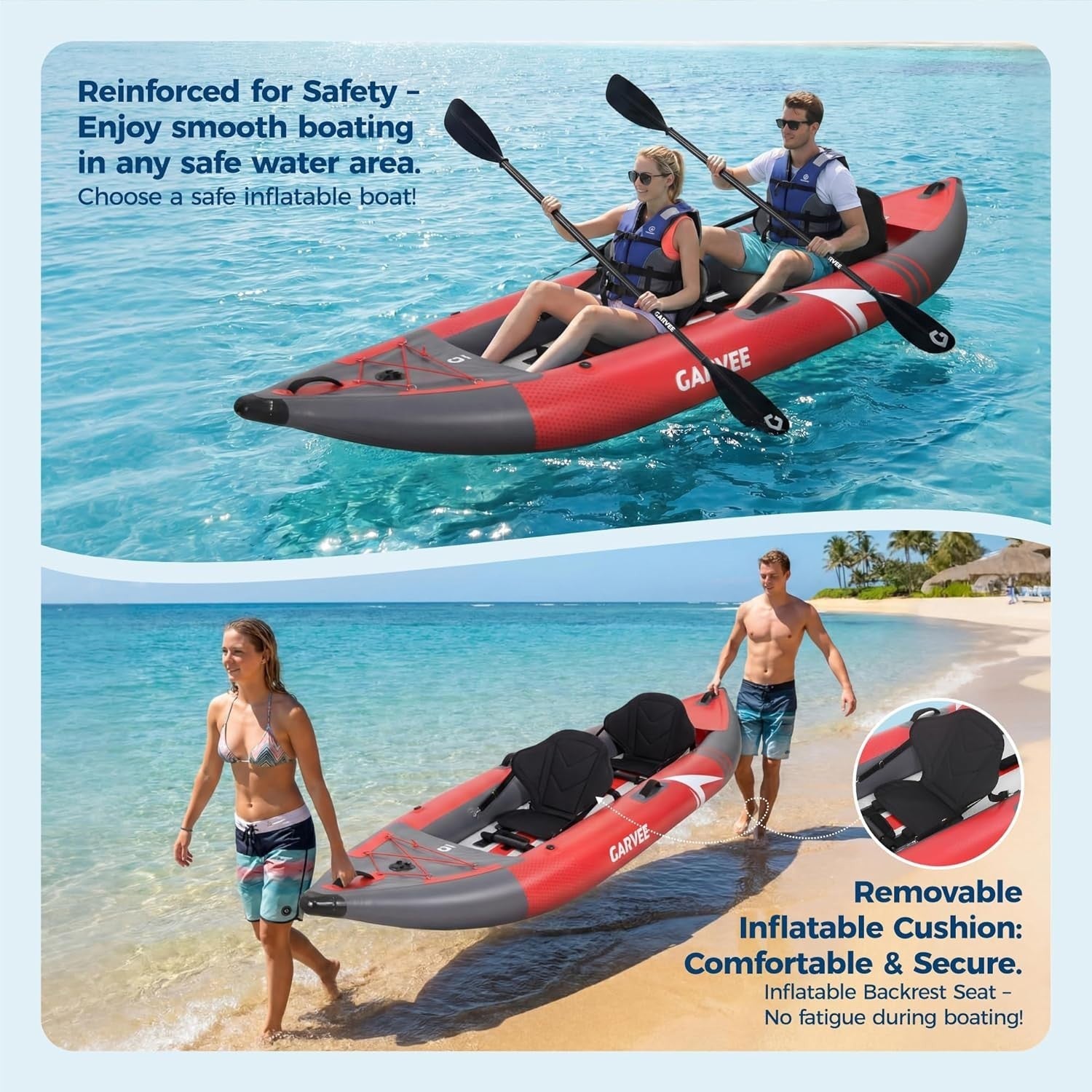 2 Person Inflatable Fishing Kayak w/ Paddles Pump Seats Bag