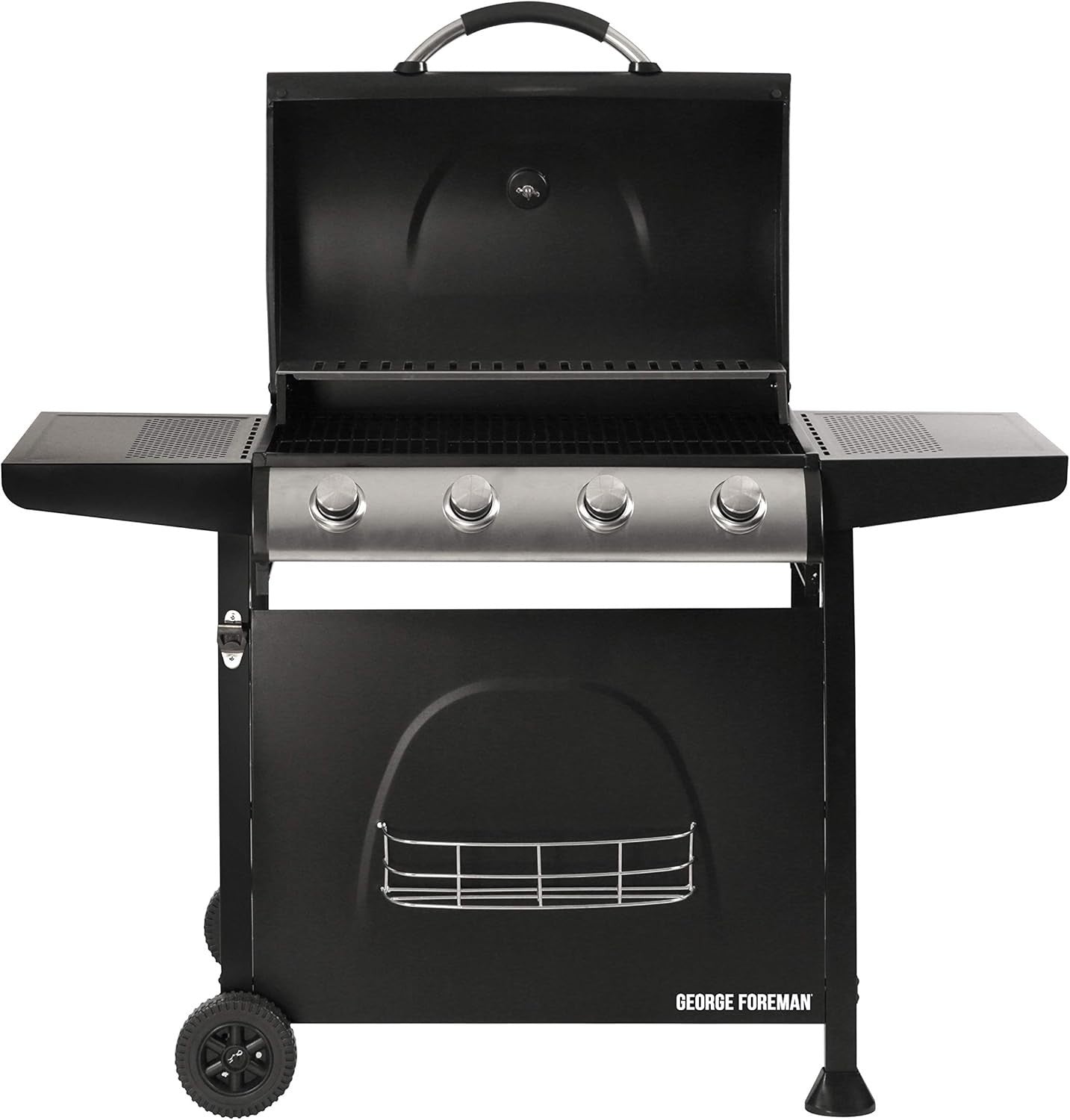 4 Burner Gas BBQ Grill with Thermometer & Shelves | Outdoor Family Barbecue