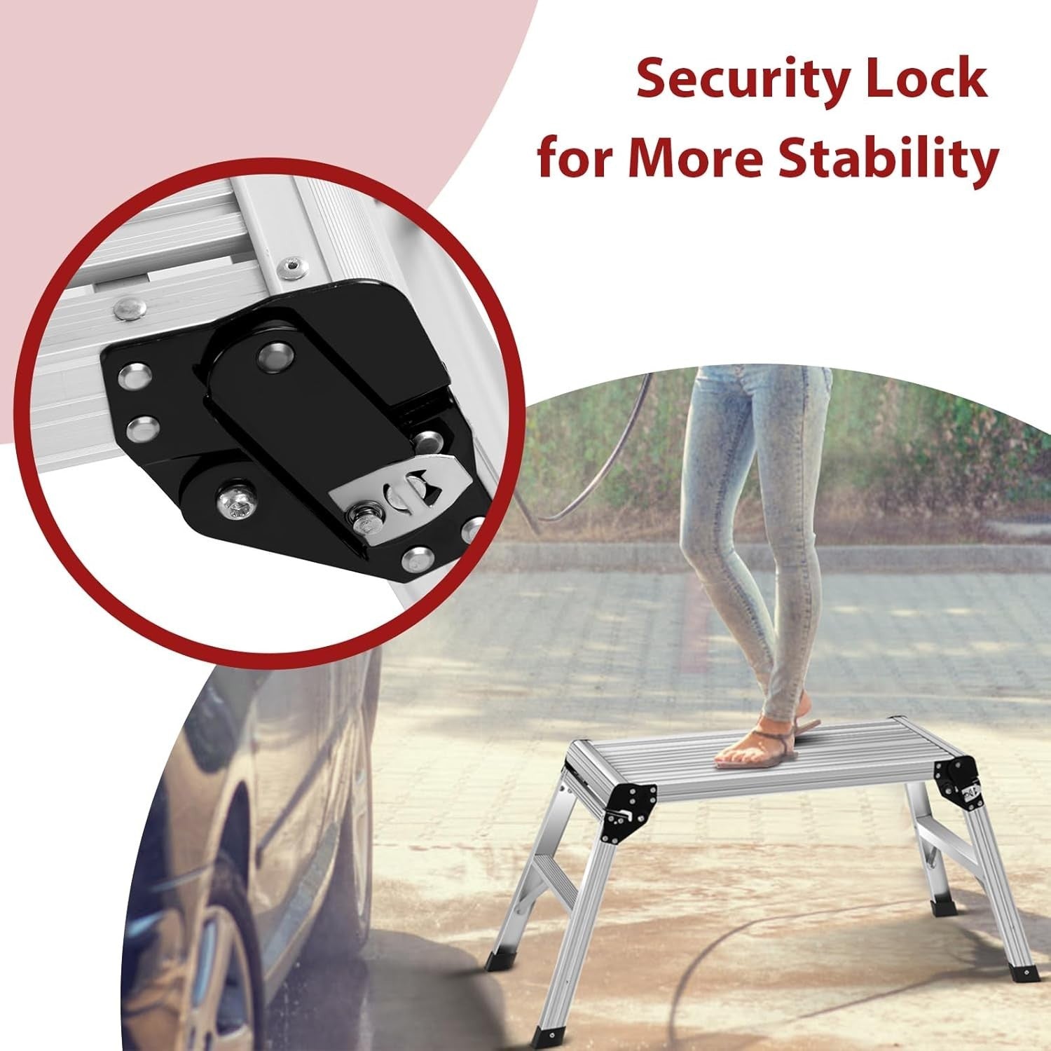 Aluminium Folding Hop Up Work Platform 150kg Step Stool Non-Slip Portable