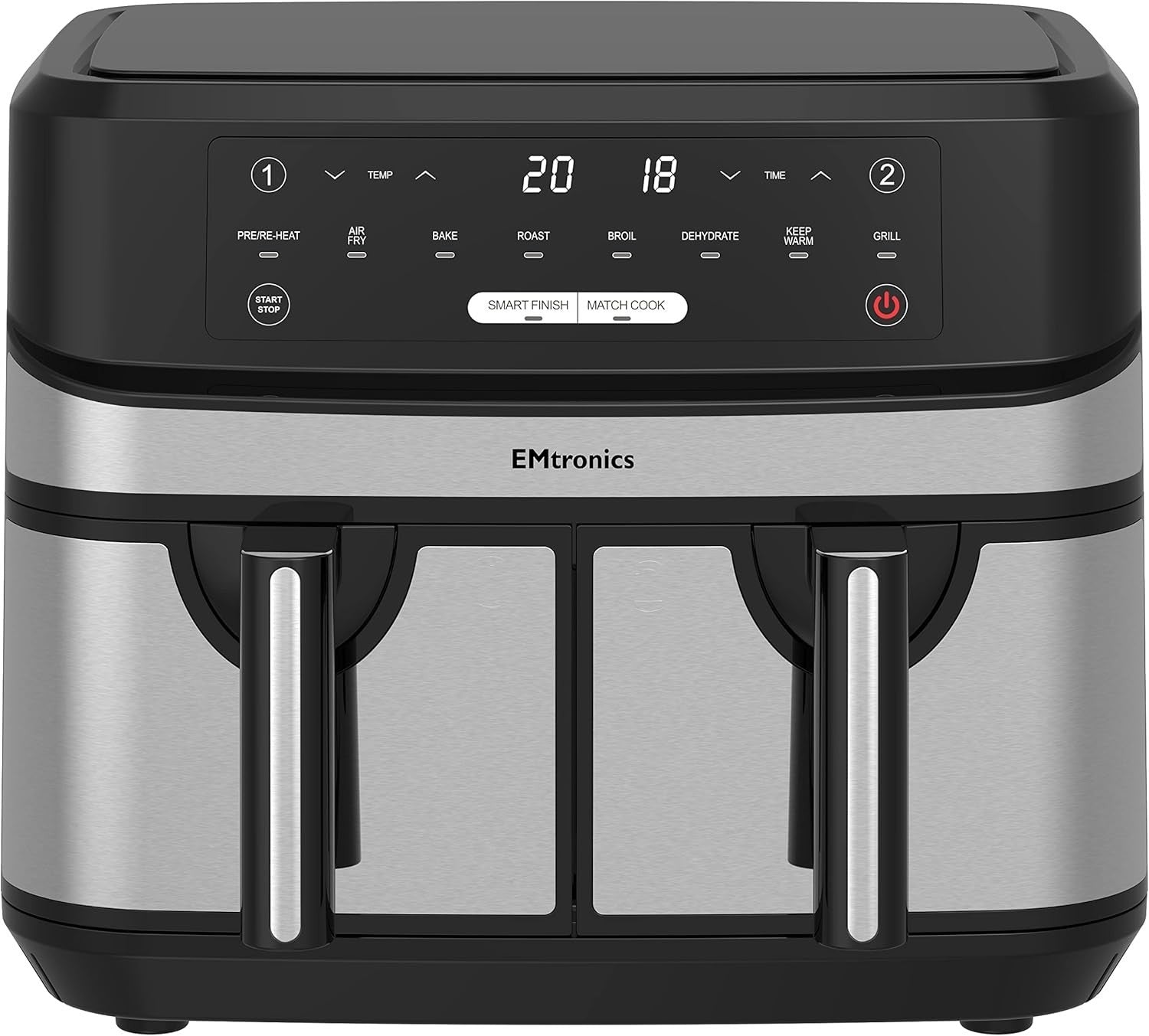 Silver Air Fryer Set 9L Analogue + 9L Double Drawer Low Oil Healthy Cooker
