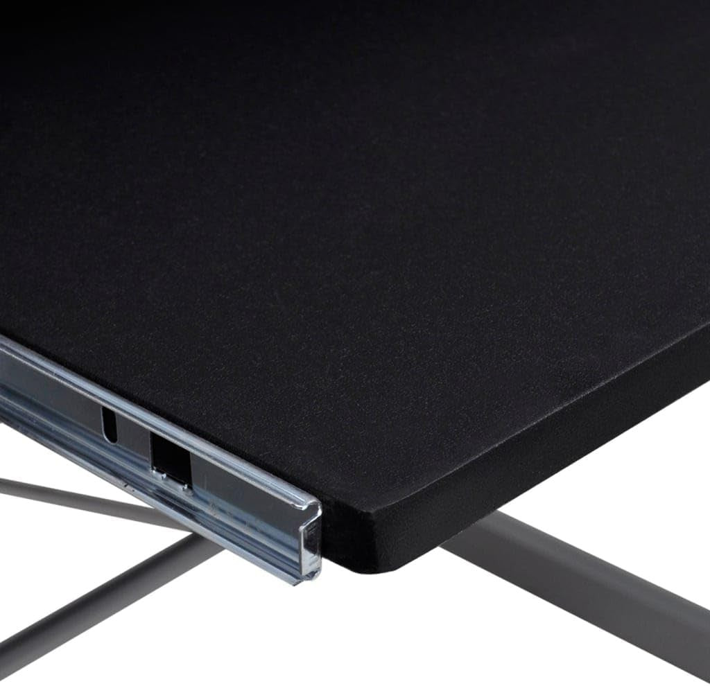 Black L-Shaped Corner Desk with Shelves & Keyboard Tray for Home Office