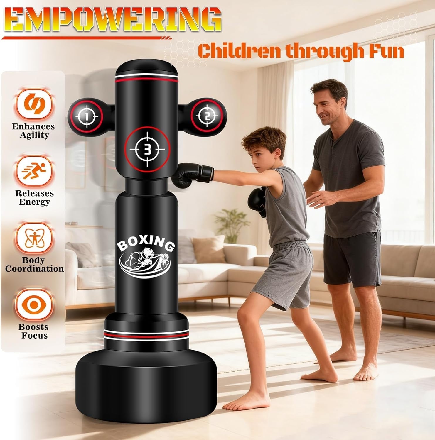 70in Free Standing Punch Bag Kit Adult MMA Boxing Training Set