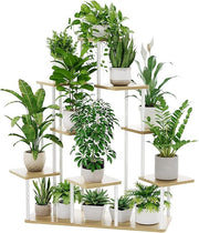 9 Tier Metal Plant Stand Indoor Outdoor Multi Shelf Flower Rack Patio Balcony