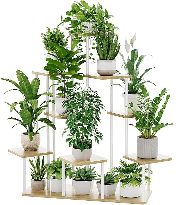 9 Tier Metal Plant Stand Indoor Outdoor Multi Shelf Flower Rack Patio Balcony