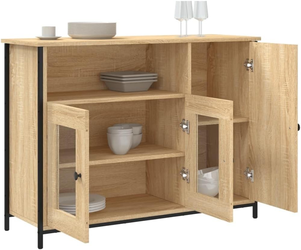 Modern Sideboard Cabinet Oak Wood | Storage Unit for Living Room 100cm
